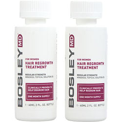 Bosleymd Hair Regrowth Treatment For Women Regular Strength Minoxidil Topical Solution  2% Two Month Supply 2- 2 Oz Bottles (dropper)