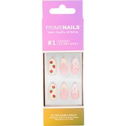 Prime Nails Reusable Nail Set - #s07 Short Almond (strawberry Hearts) --30ct By Prime Nails